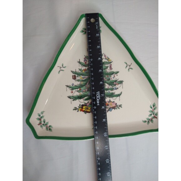 Spode Christmas Tree Plate 11" Triangle Serving Platter Dish Tray England - Picture 5 of 13